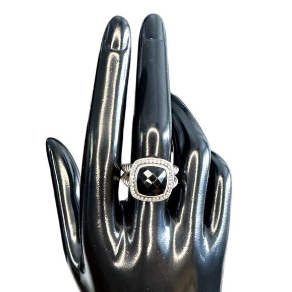 David Yurman Onyx & Diamond Albion Ring - Size 7 - Picture 5 of 14